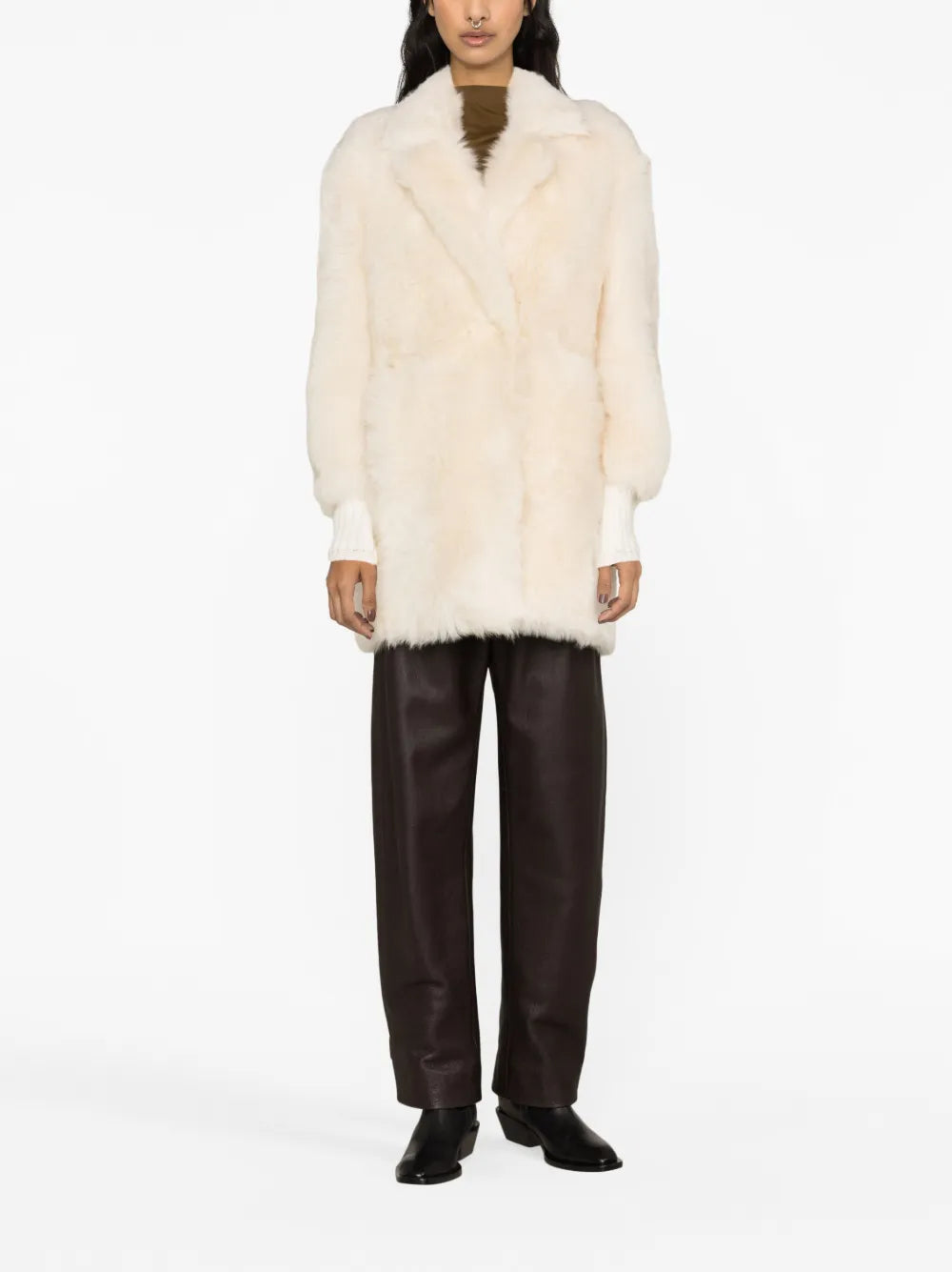 Single-Breasted Faux-Fur Coat