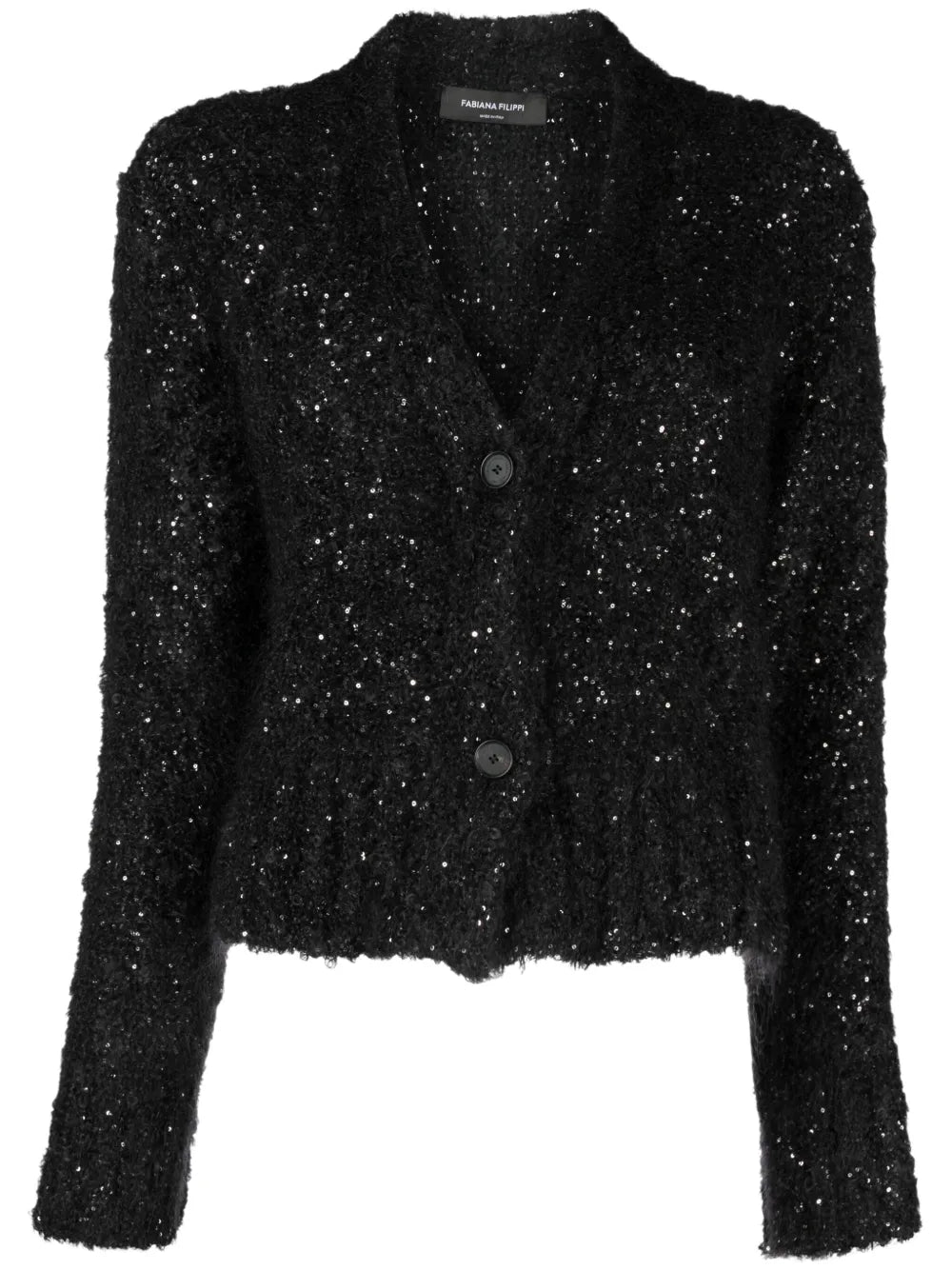 Sequin-Embellished Knitted Cardigan