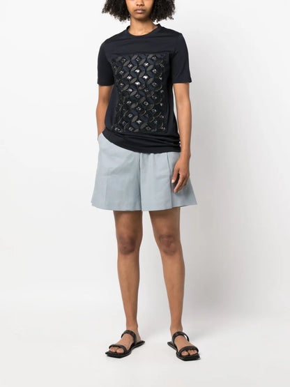 Patterned-Jacquard Crew-Neck T-Shirt