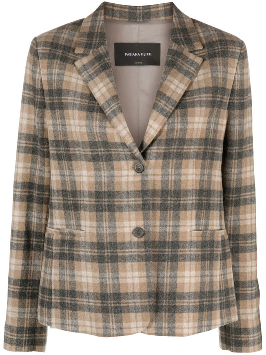Plaid-Check Pattern Blazer