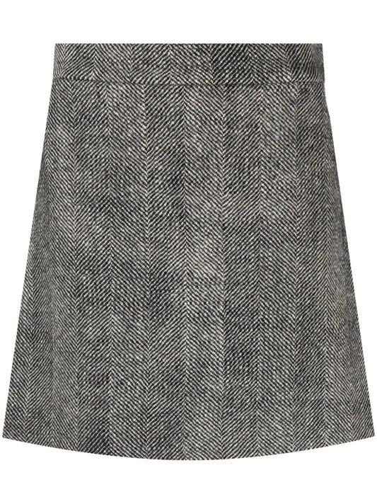 Herringbone A-Line Miniskirt