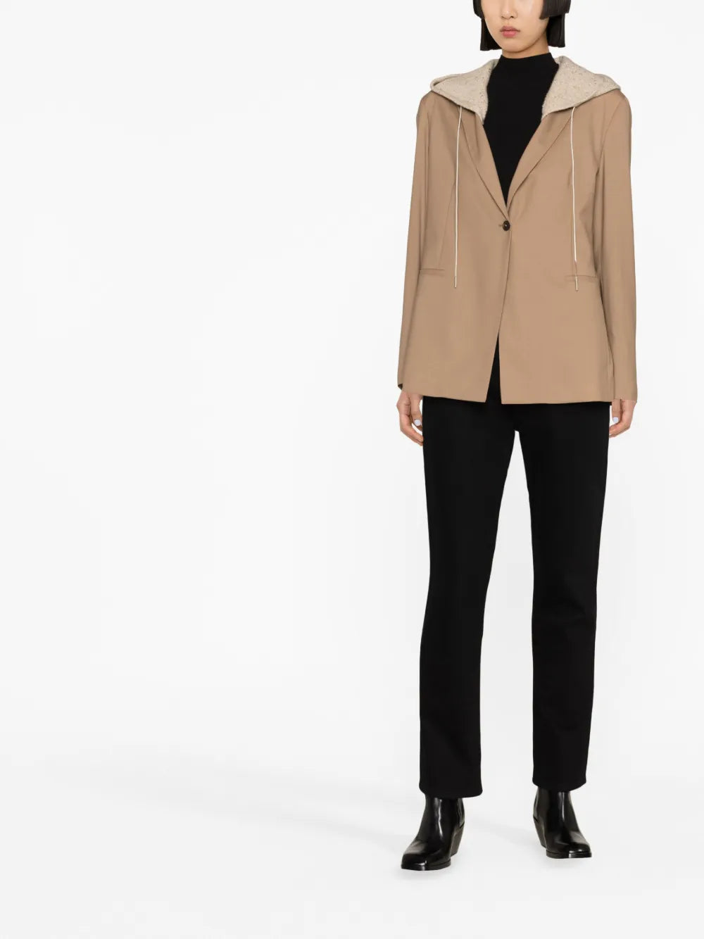 Hooded Single-Breasted Blazer