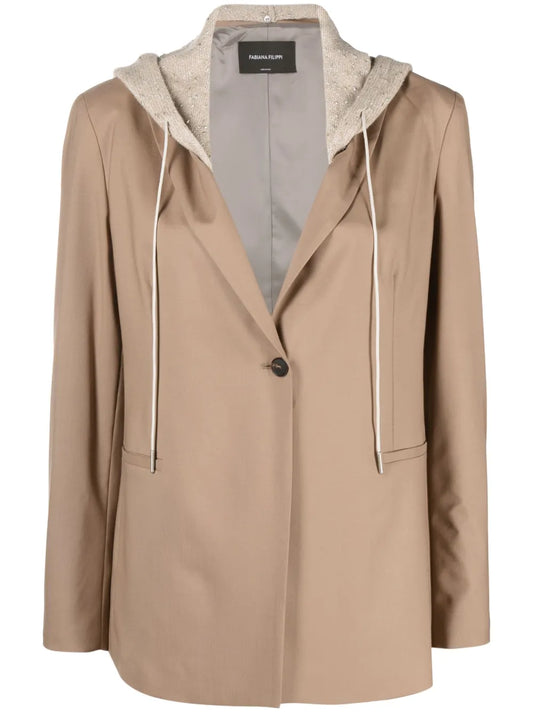 Hooded Single-Breasted Blazer