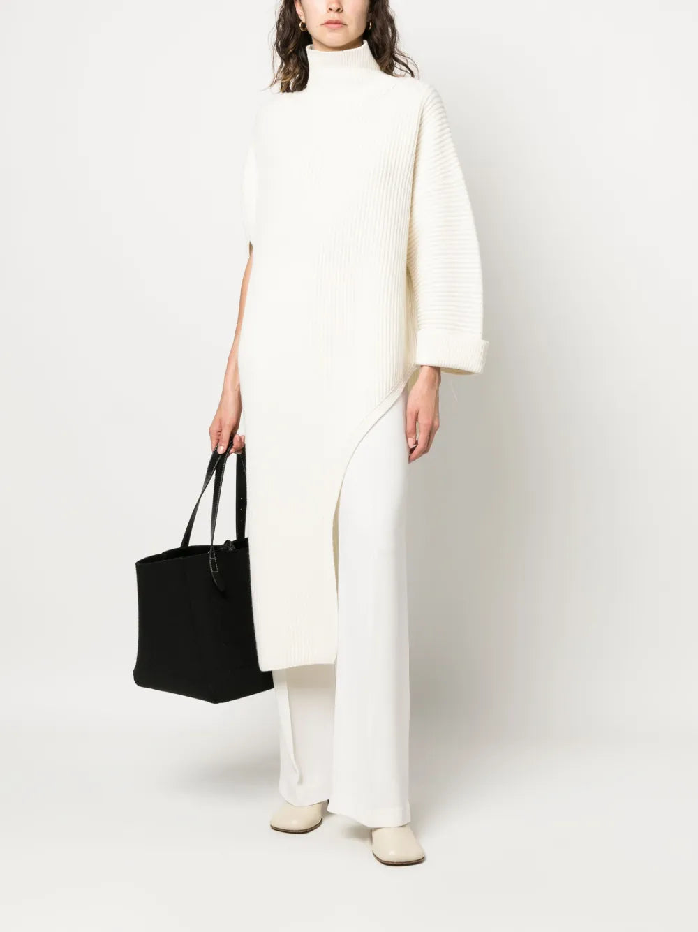 Asymmetric Ribbed-Knit Jumper