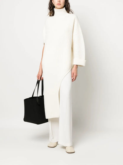 Asymmetric Ribbed-Knit Jumper