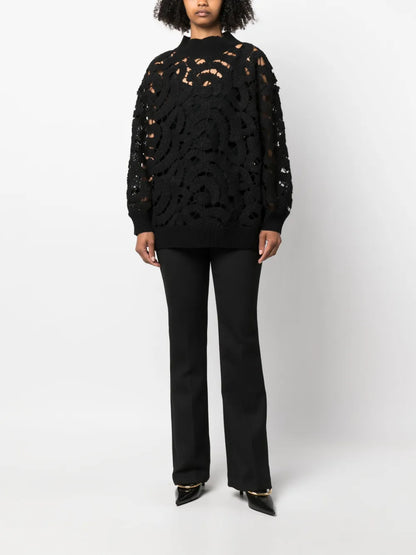 Open-Knit Mock-Neck Jumper