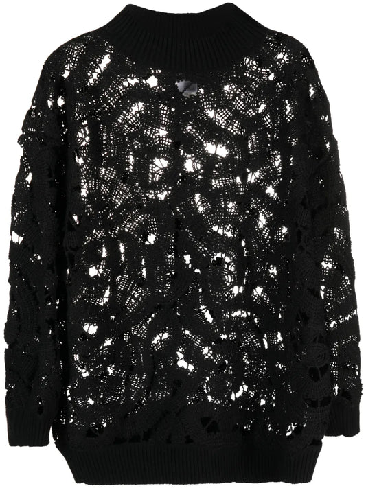 Open-Knit Mock-Neck Jumper