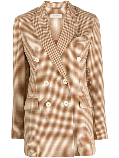 Houndstooth Double-Breasted Blazer
