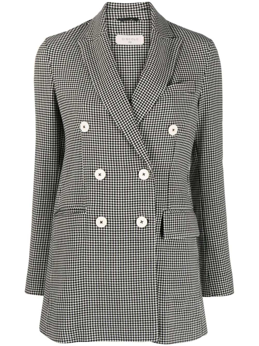 Check-Print Double-Breasted Blazer