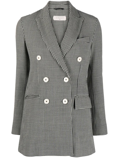 Check-Print Double-Breasted Blazer