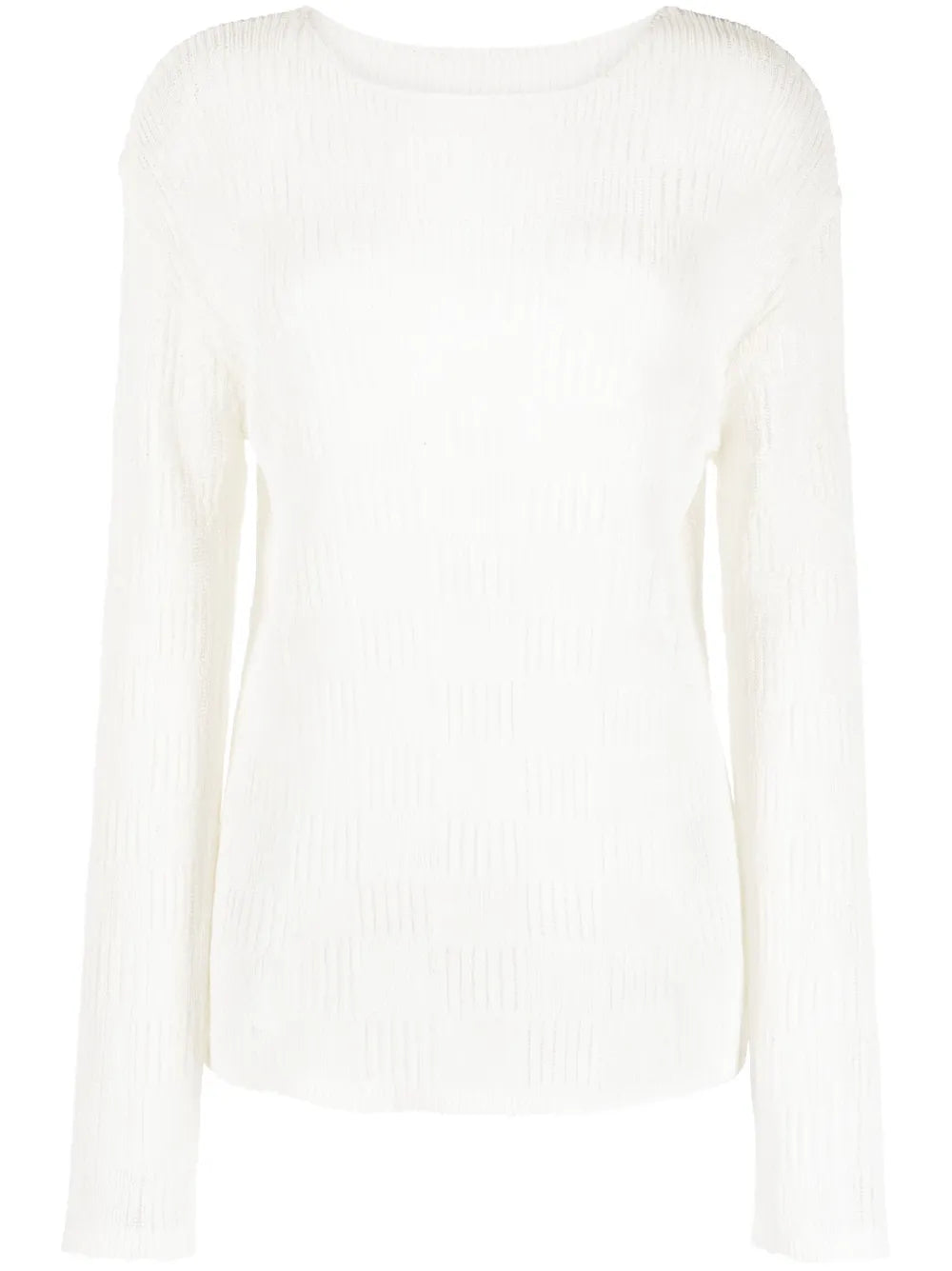 Semi-Sheer Textured Cotton Knitted Top
