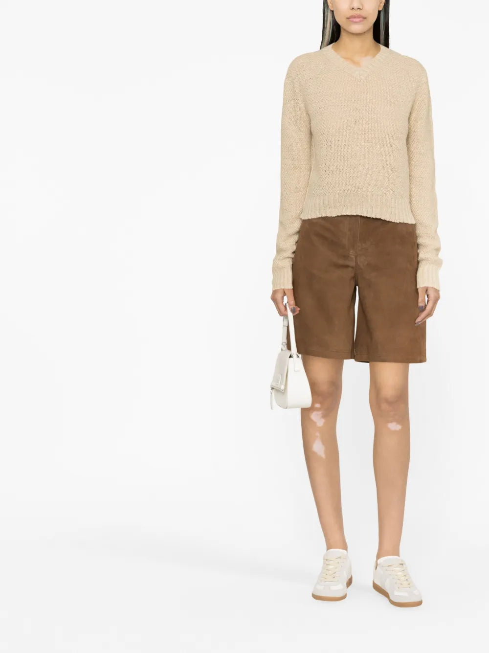 V-Neck Basket-Weave Jumper