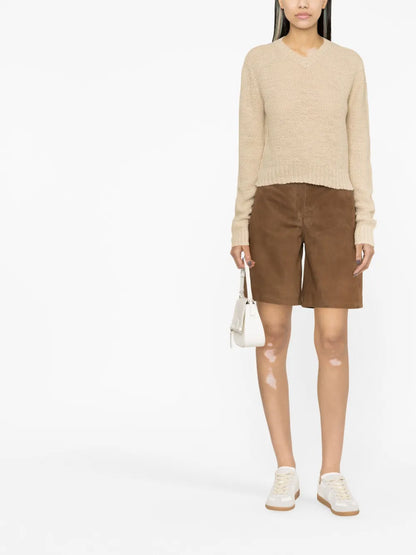 V-Neck Basket-Weave Jumper