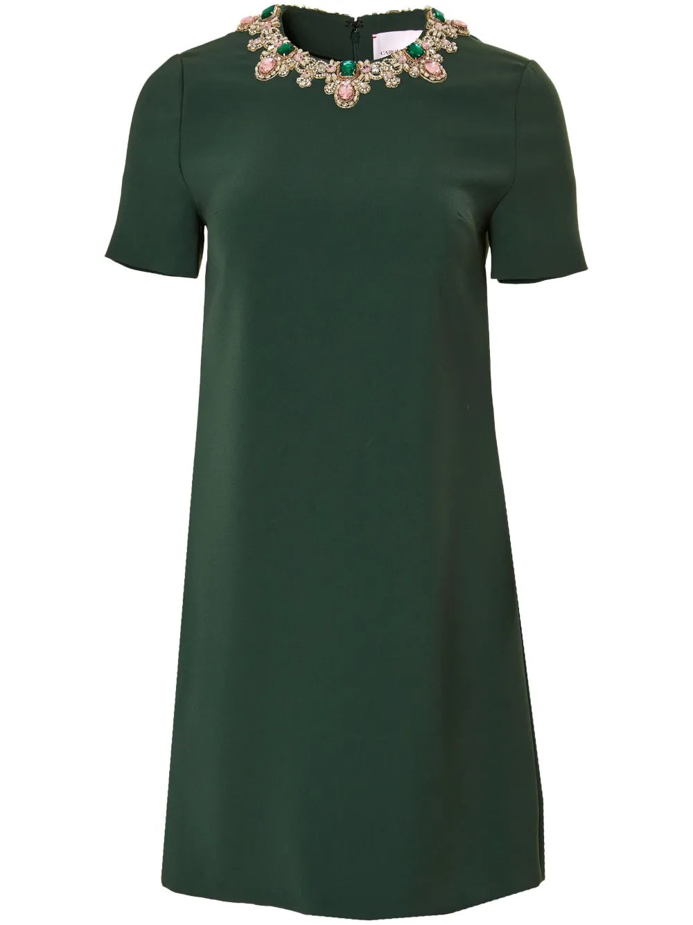 Crystal-Embellished Short-Sleeve Shift Dress