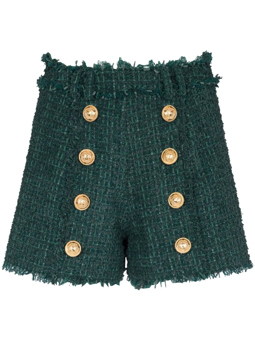 Button-Detail Tweed Shorts