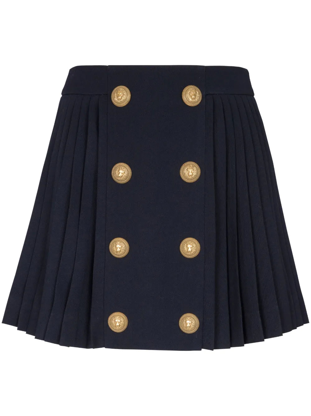 Button-Detail Pleated Miniskirt
