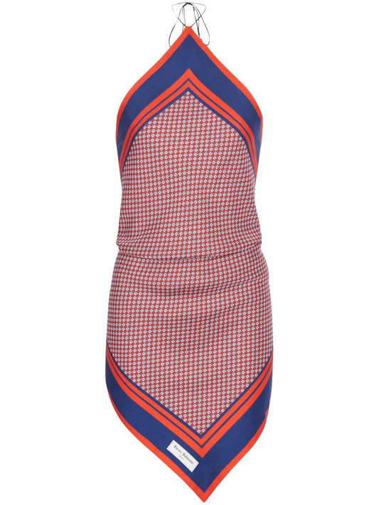 Monogram-Print Silk Halterneck Top