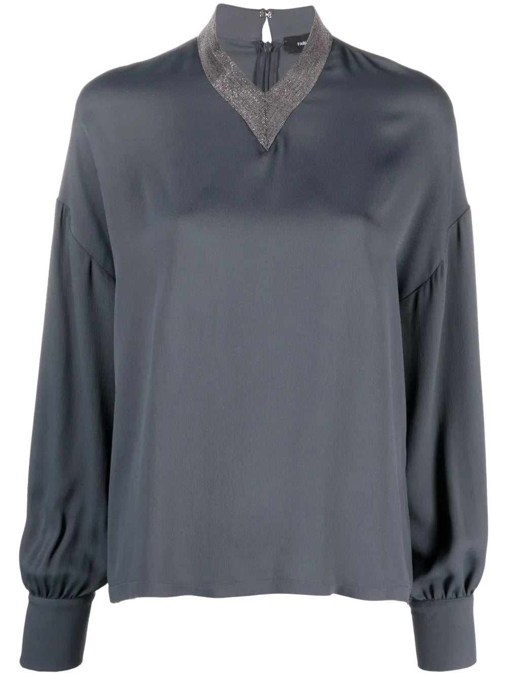 Bead-Embellished Long-Sleeve Blouse