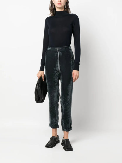 Drawstring-Waist Velvet Trousers