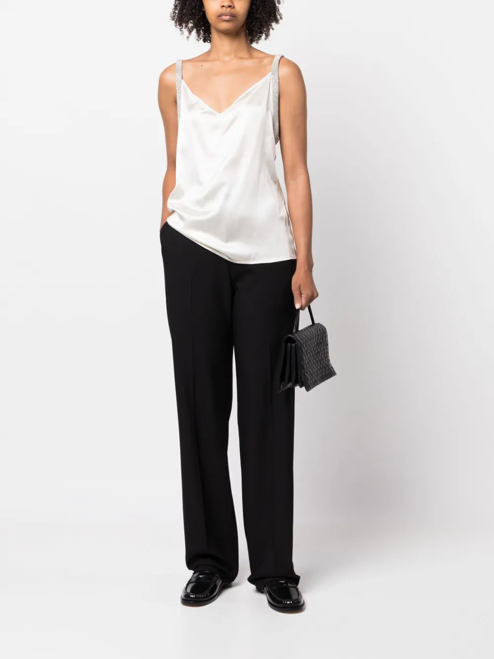 Metallic-Trim Satin Camisole