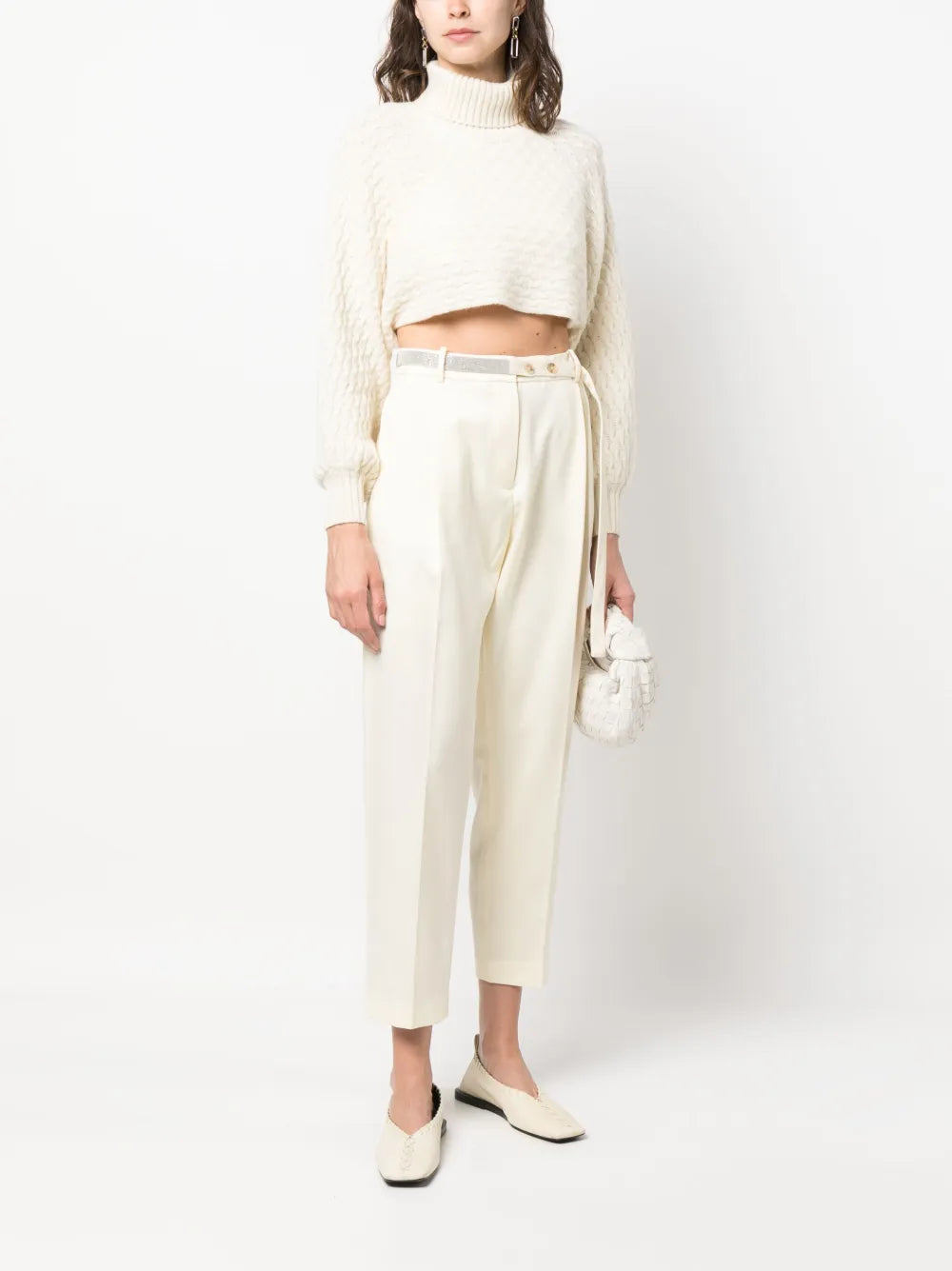 Rhinestone-Embellished High-Waist Trousers