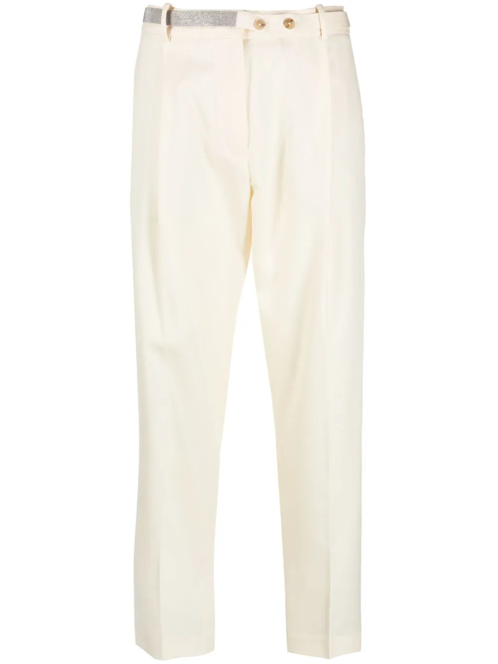 Rhinestone-Embellished High-Waist Trousers