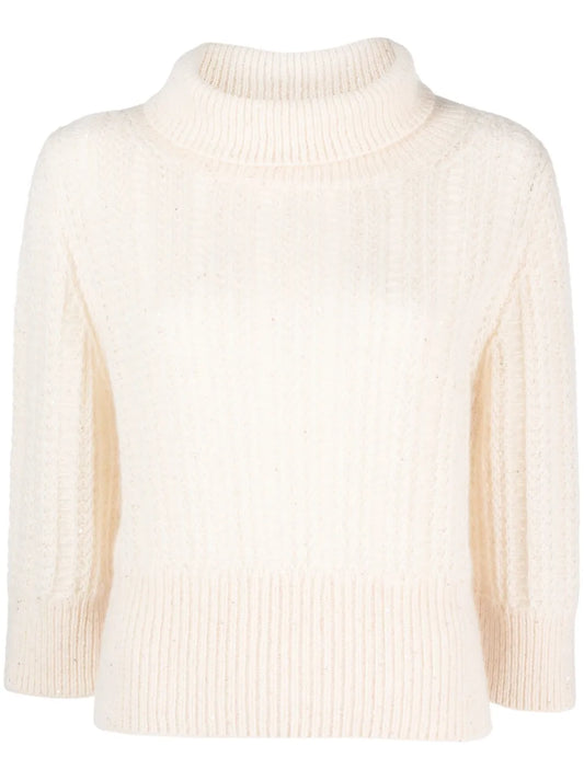 Ribbed-Edge Roll-Neck Jumper