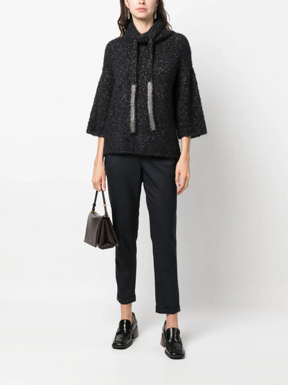 Drawstring-Waist Tapered Trousers