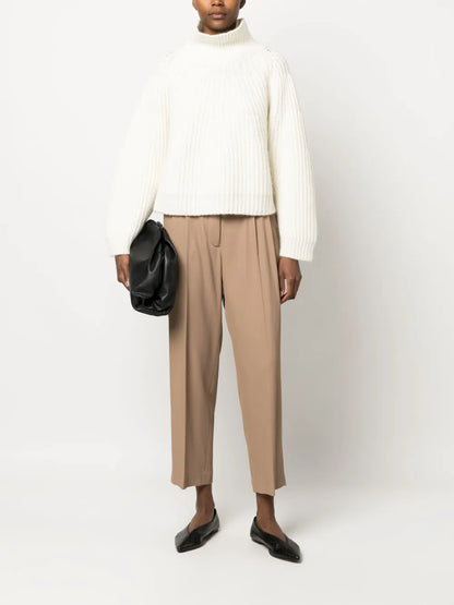 Pleat-Detail Cropped Trousers