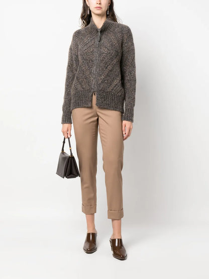 Long-Sleeve Zip-Up Cardigan