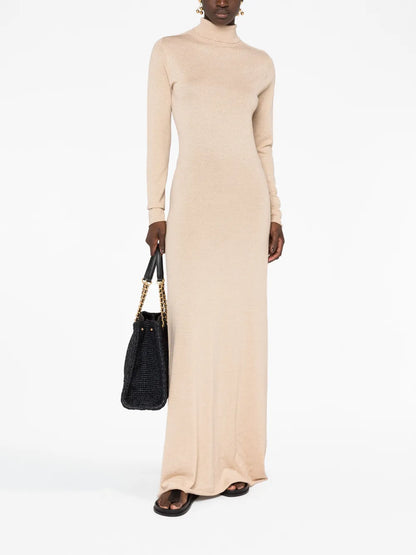 Long-Sleeve Knitted Maxi Dress