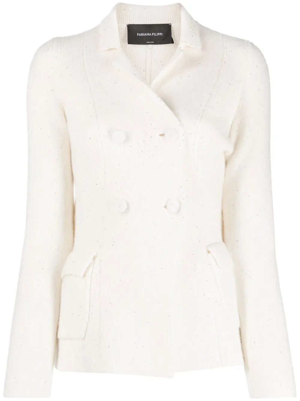 Sequin-Embellished Double-Breasted Cardigan