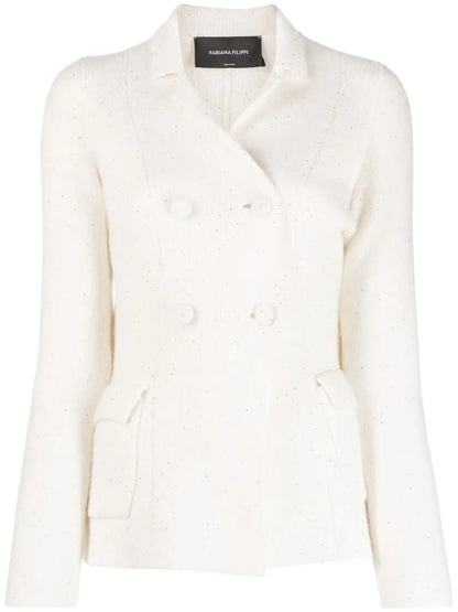 Sequin-Embellished Double-Breasted Cardigan