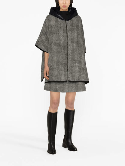 Checked Wool Cape
