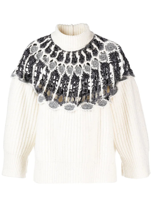 Open Knit-Detail Long-Sleeve Jumper