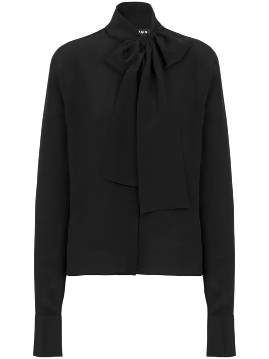 Bow-Detail Buttoned Blouse