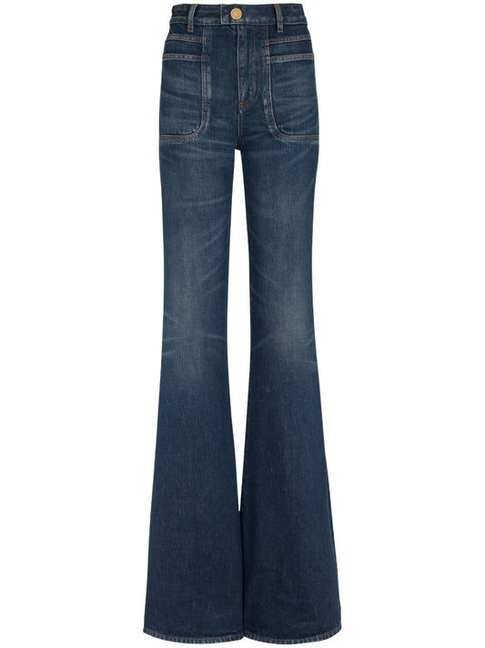 High-Waisted Flared Jeans