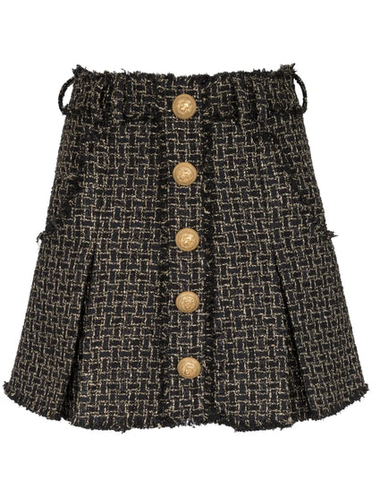 Tweed Pleated Mini Skirt