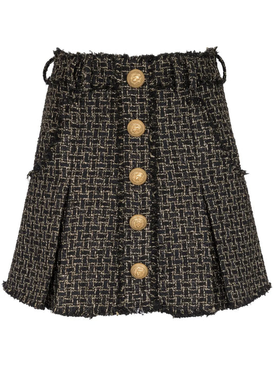 Tweed Pleated Mini Skirt