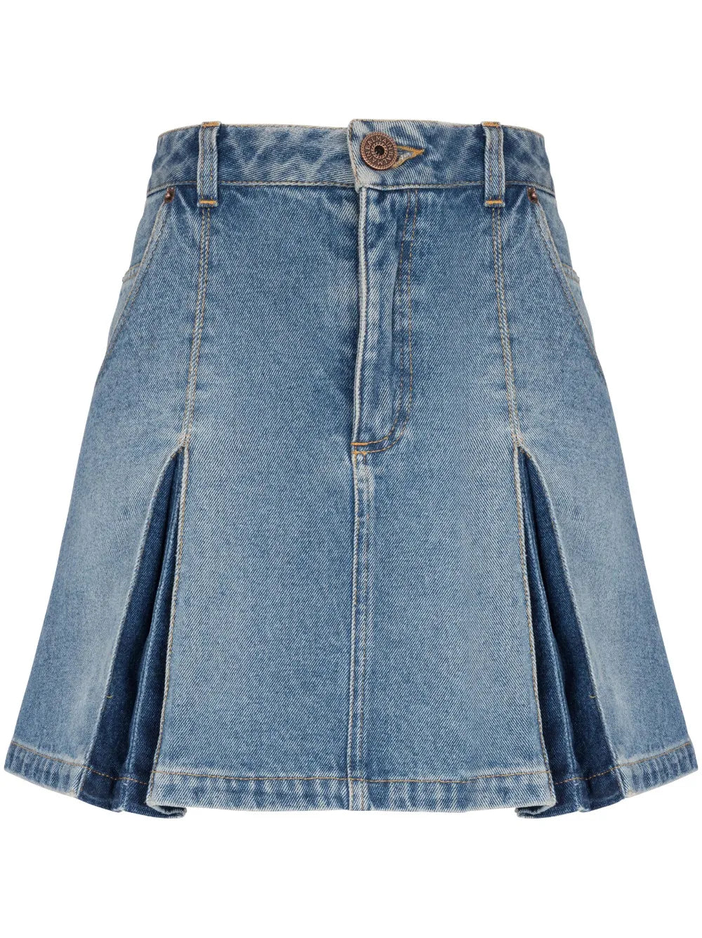 Pleated Denim Skirt