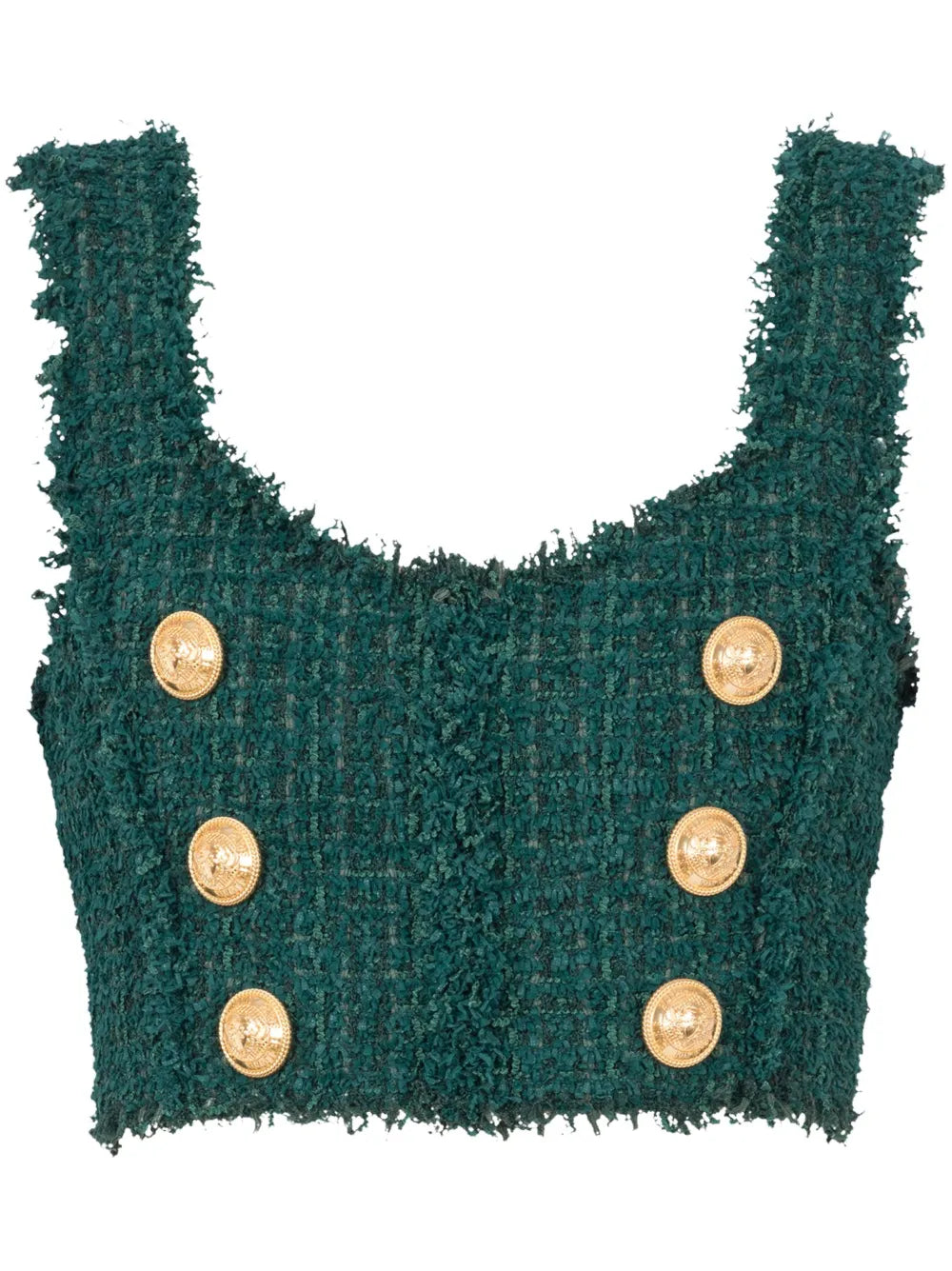 6-Buttons Tweed Cropped Top