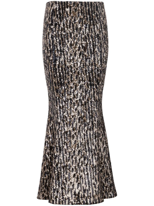 Sequin-Detail Gored Midi Skirt