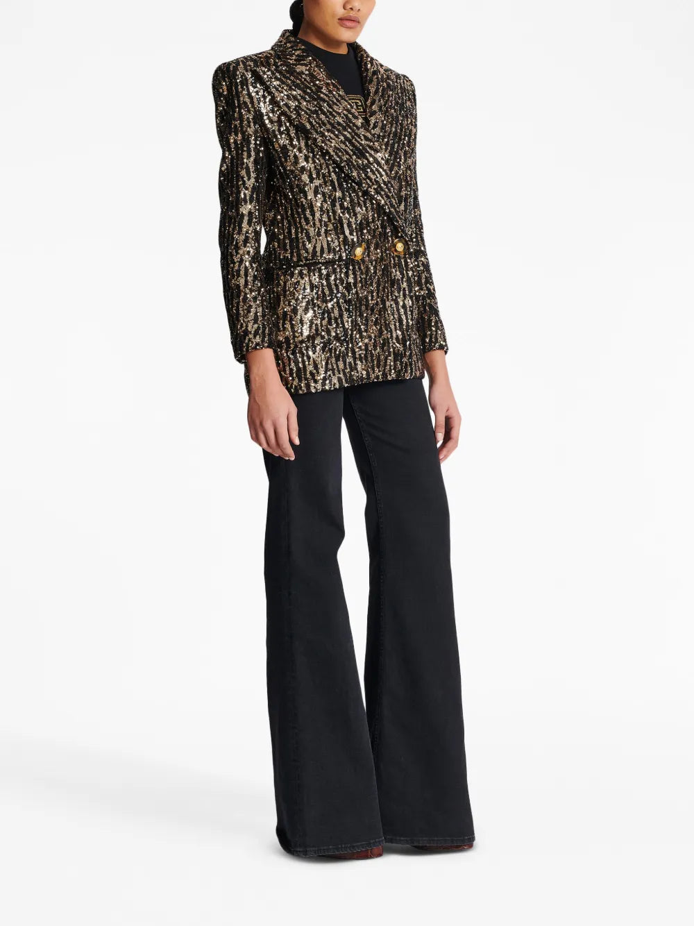 Sequin-Embellished Double-Breasted Jacket