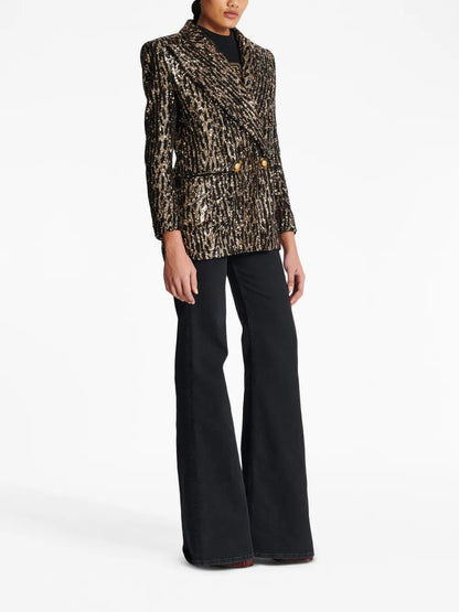 Sequin-Embellished Double-Breasted Jacket