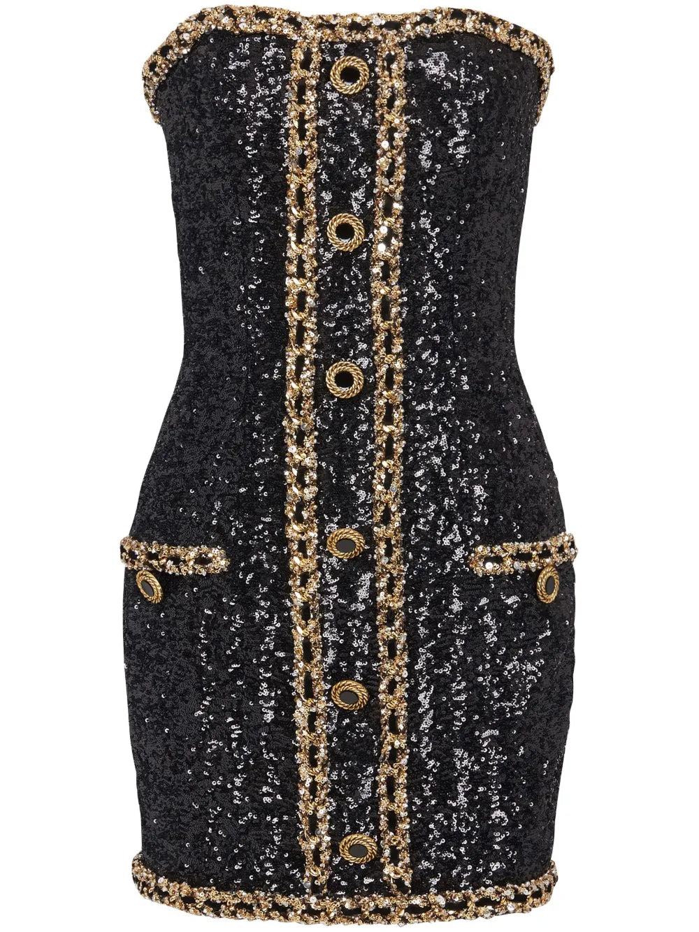 Sequin-Embellishment Bustier Minidress