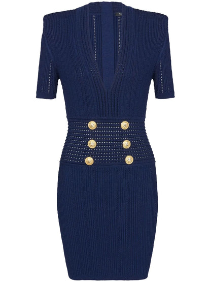 V-Neck Knitted Dress
