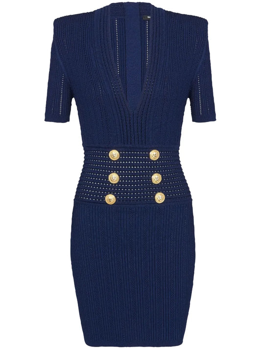V-Neck Knitted Dress