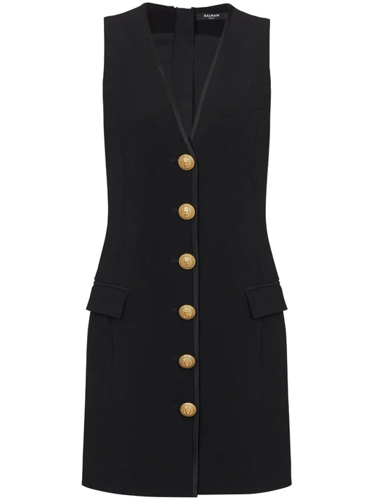 V-Neck Button-Front Minidress