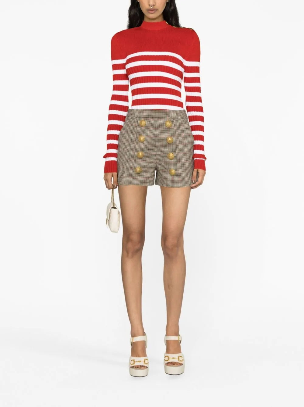 Vertical-Stripe Print Tapered-Leg Trousers