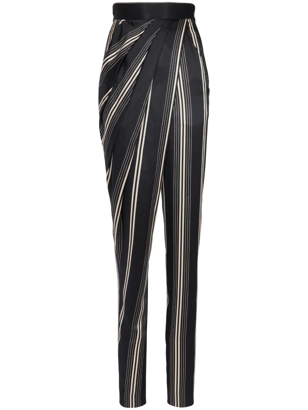 Asymmetric Draped Silk Trousers
